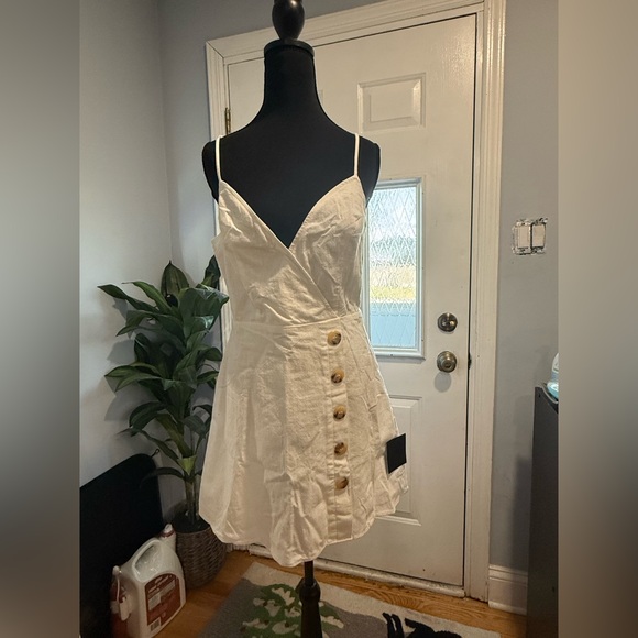 Lulu's White Button-Front Mini Dress - Picture 4 of 12